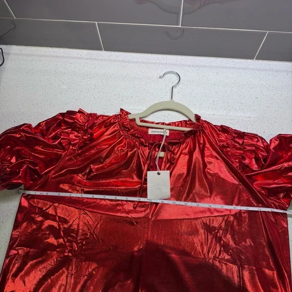 And the Why - beautiful red blouse - size M - NWT - Picture 14 of 16